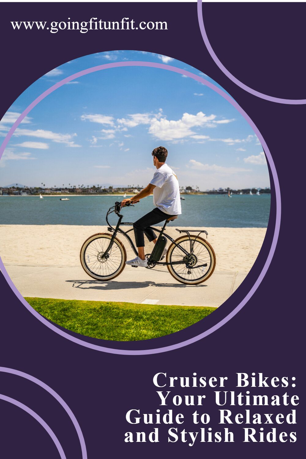 man riding a beach cruiser close to water