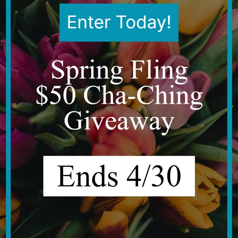 Spring fling $50 cha-ching giveaway: hurry — ends april 30! With spring fling 50 cha chin pin