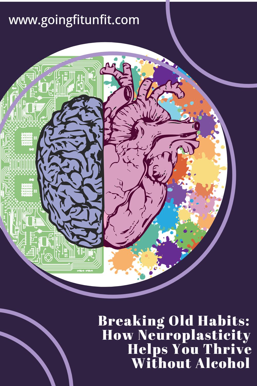 Cartoon image of a brain with text that says breaking old habits: how neuroplasticity helps you thrive without alcohol